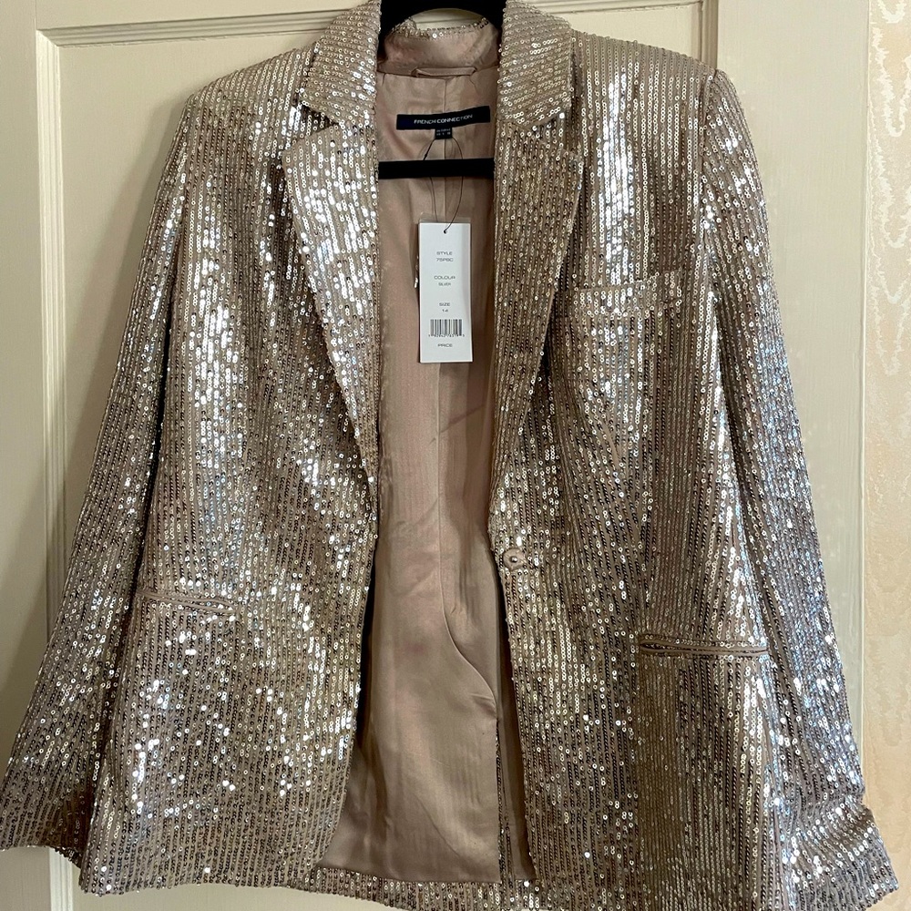 French Connection blazer set in rose gold sequin